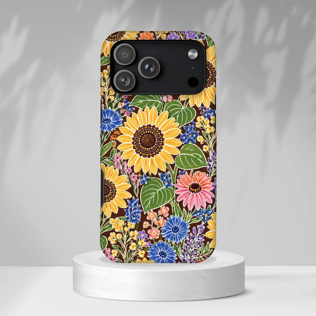 Sunflower & Wildflower Pattern Tough iPhone Case