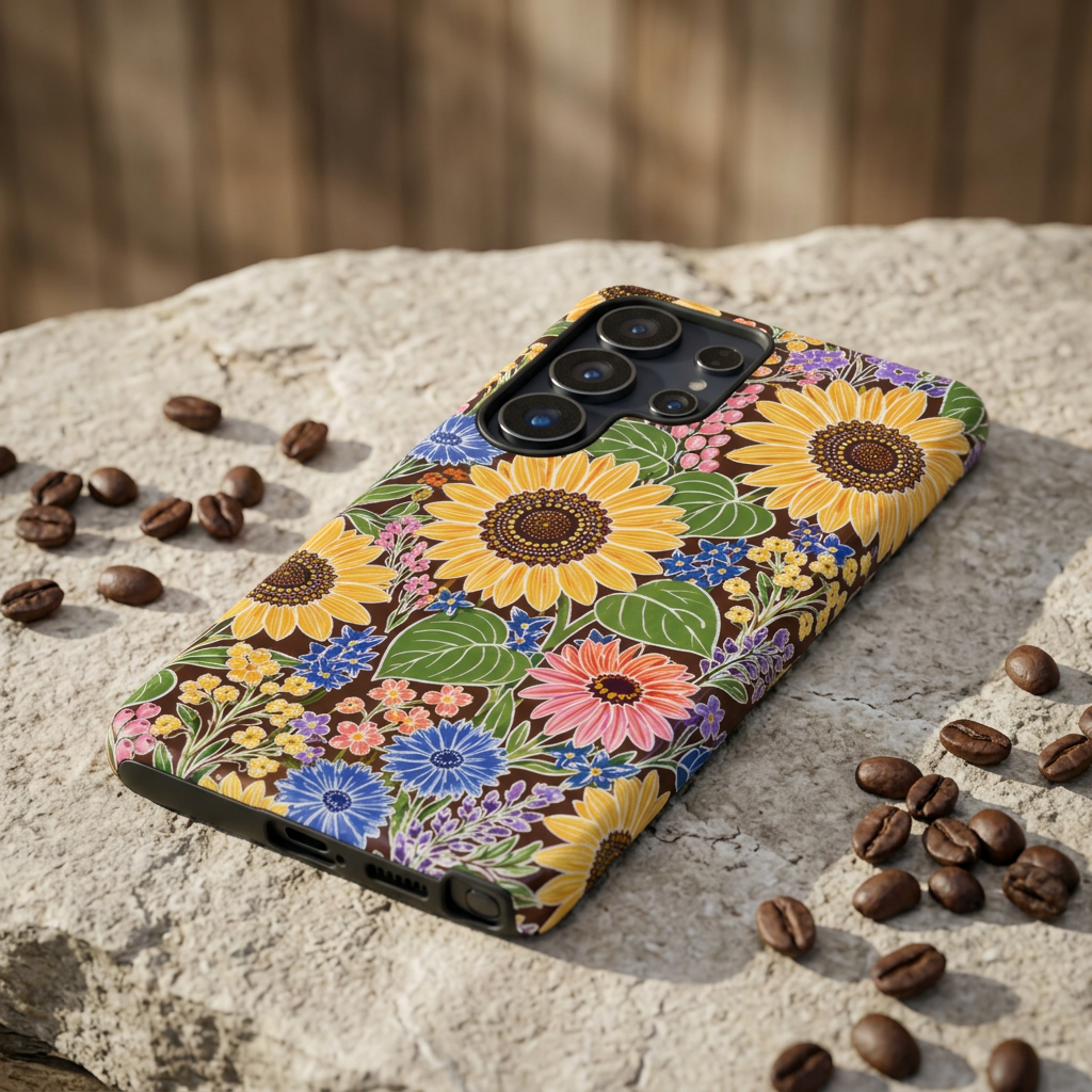 Sunflower & Wildflower Pattern Tough Samsung Phone Case
