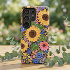 Sunflower & Wildflower Pattern Tough Samsung Phone Case