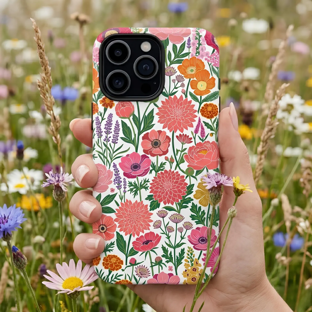 Floral Tough iPhone Case | Colorful Garden Print Protective Cover