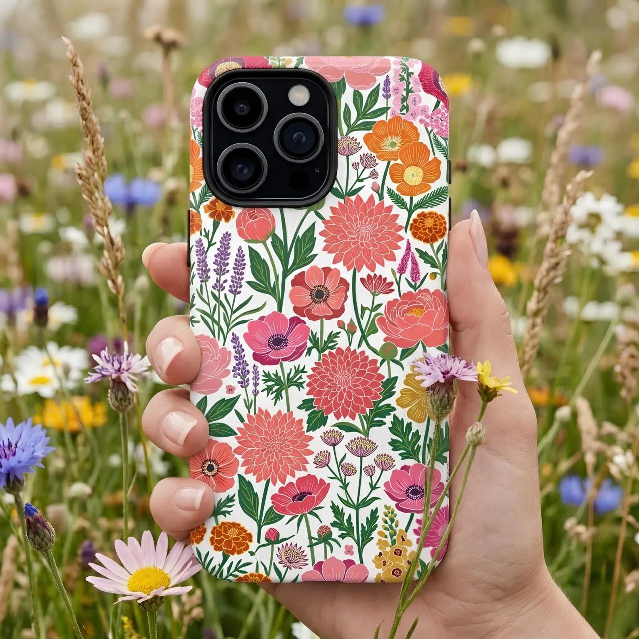 Floral Tough iPhone Case | Colorful Garden Print Protective Cover