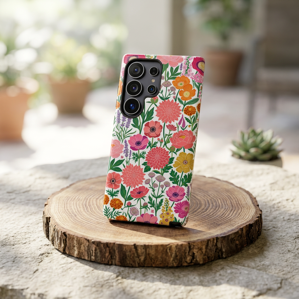 Floral Tough Samsung Galaxy Phone Case | Colorful Garden Print Protective Cover