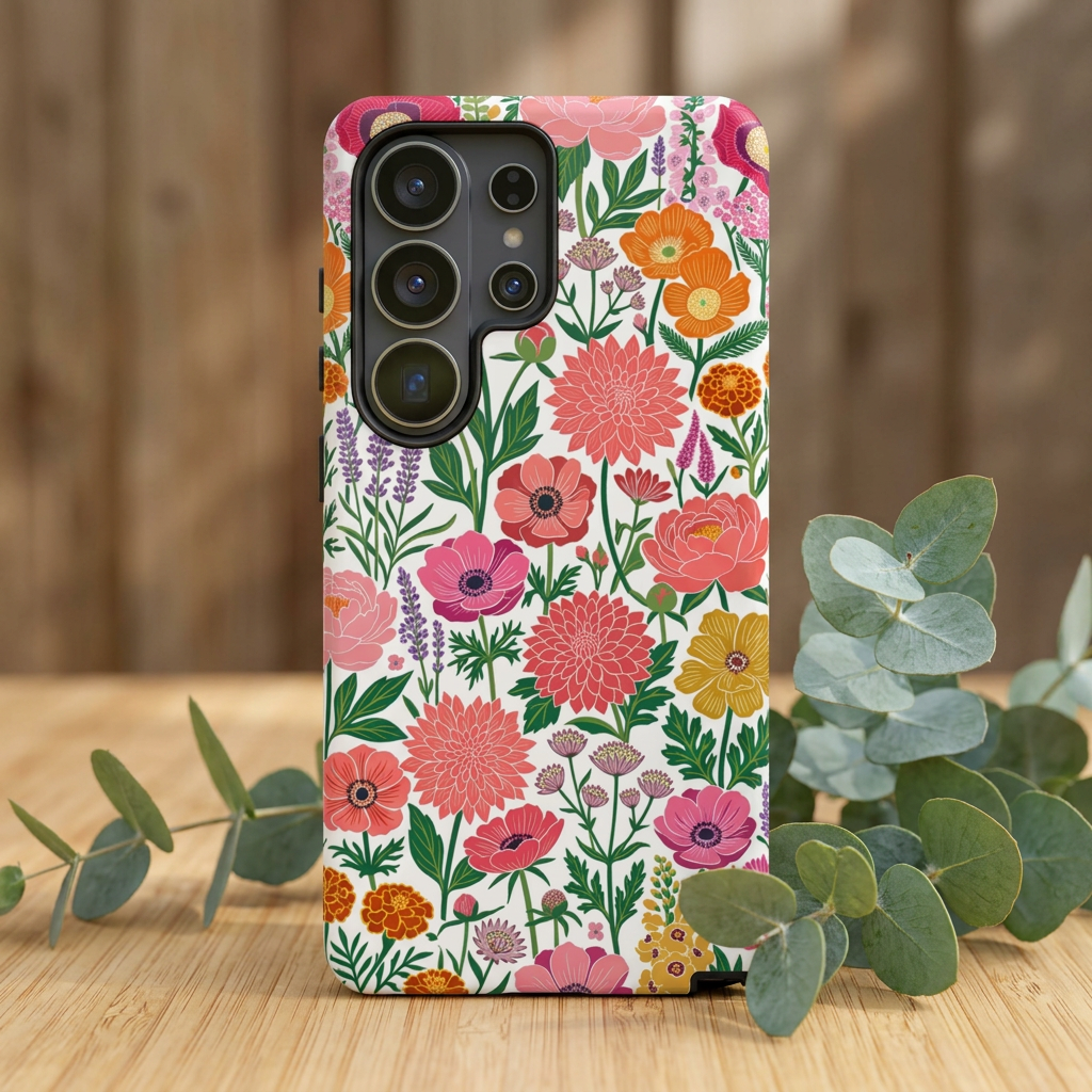 Floral Tough Samsung Galaxy Phone Case | Colorful Garden Print Protective Cover