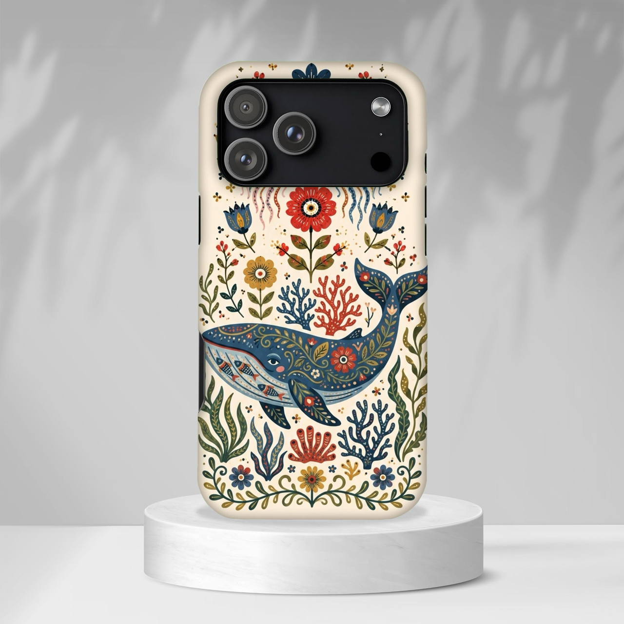 Floral Whale iPhone Case | Boho Marine Pattern Tough Case