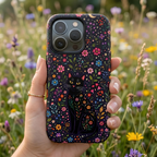 Celestial Black Cat iPhone Case | Whimsigoth Floral