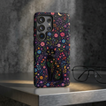 Celestial Black Cat Samsung Galaxy Phone Case | Whimsigoth Floral