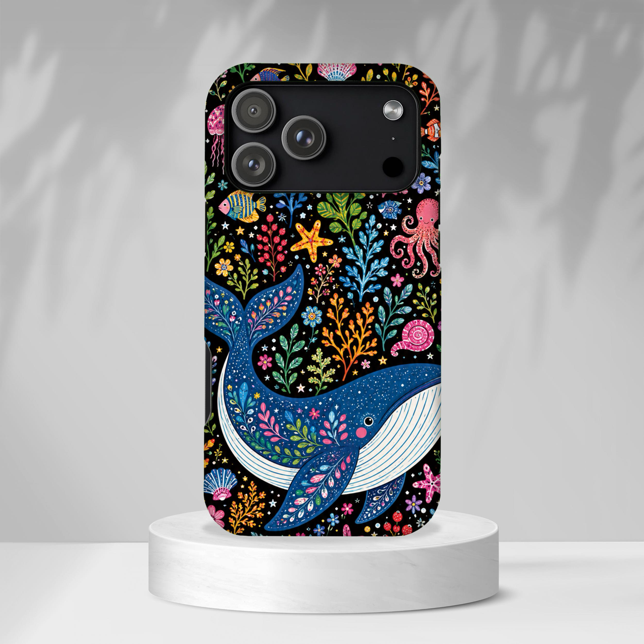 Whimsical Whale Tough iPhone Case | Colorful Ocean Floral iPhone Cover