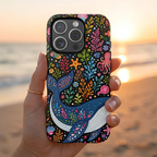 Whimsical Whale Tough iPhone Case | Colorful Ocean Floral iPhone Cover