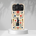 Floral Folk Art Bunny Tough iPhone Case