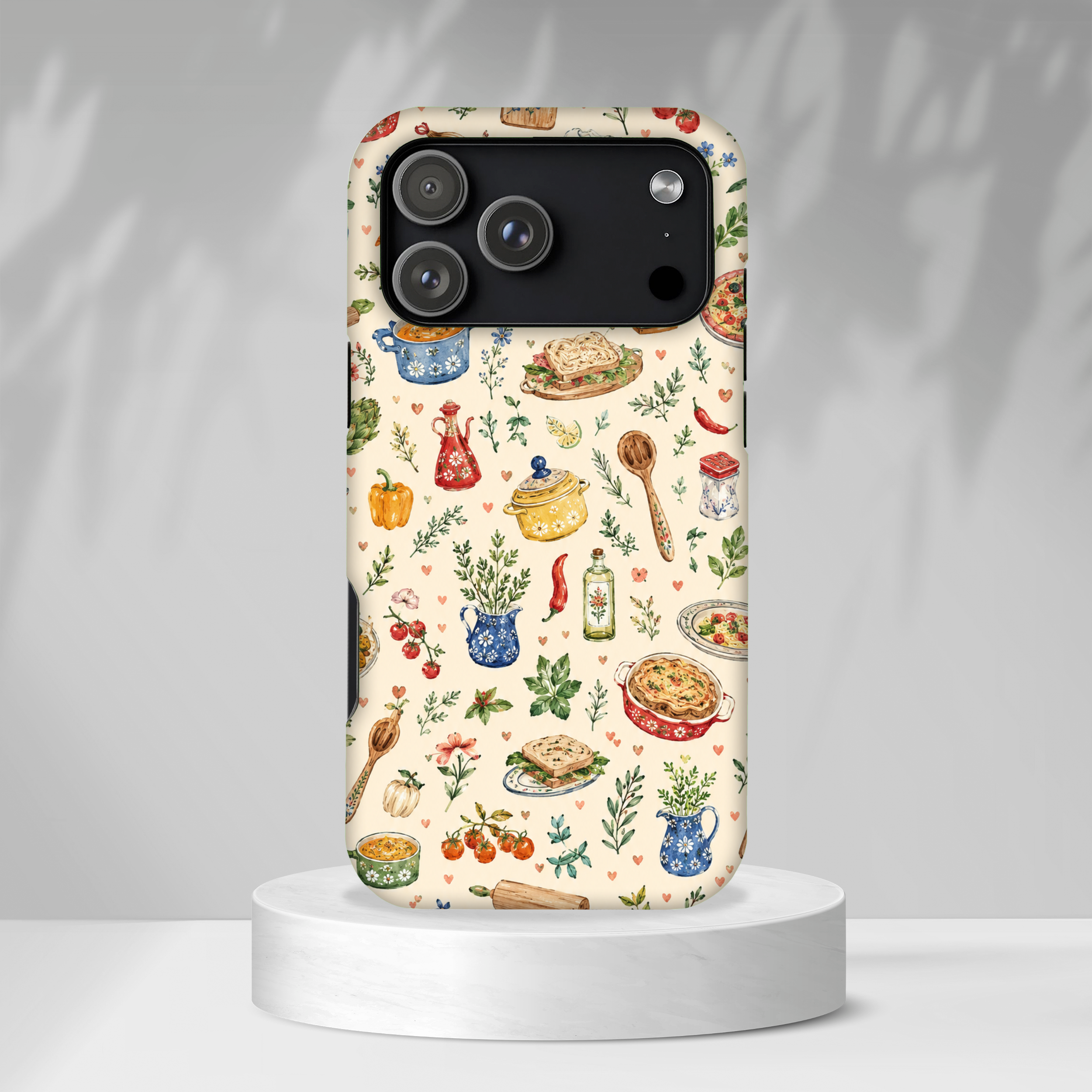 Kitchen Pattern Phone Case | Watercolor Cooking Art Cover | Cozy Baking Illustration Shell | Cute Home Chef Gift