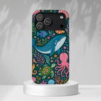 Ocean Creatures Tough iPhone Case | Whale, Octopus & Turtle Underwater Pattern