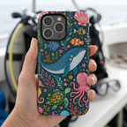 Ocean Creatures Tough iPhone Case | Whale, Octopus & Turtle Underwater Pattern