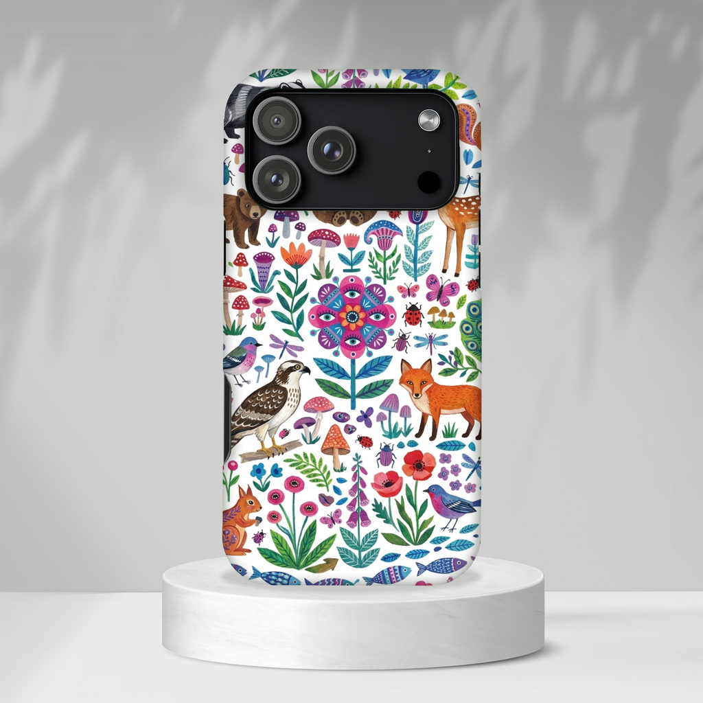Wild Garden iPhone Case | Cute Forest Animals Floral Pattern Tough Case