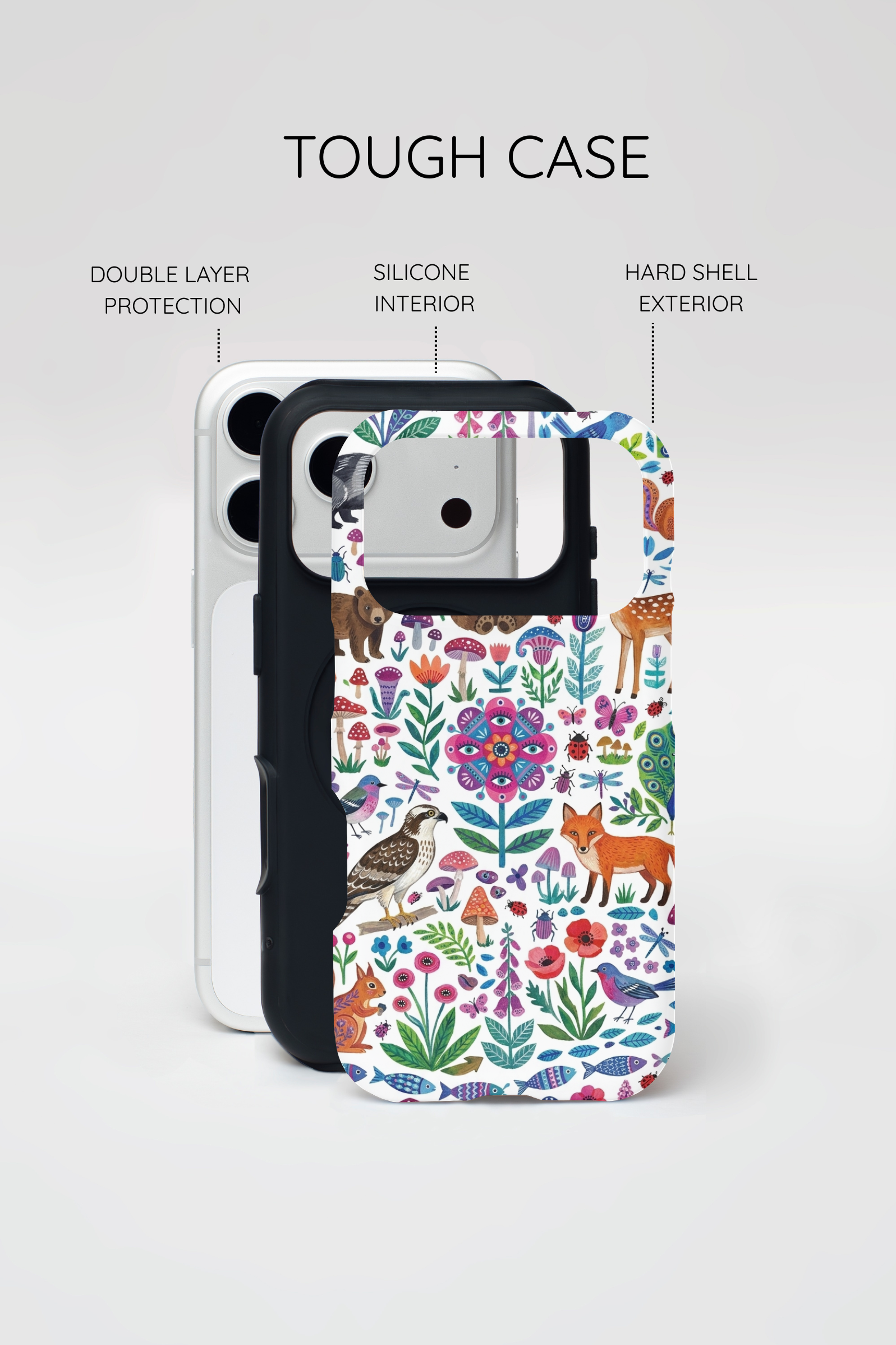 Wild Garden iPhone Case | Cute Forest Animals Floral Pattern Tough Case