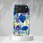 Floral Blue & Purple Tough iPhone Case | Protective Botanical Phone Cover