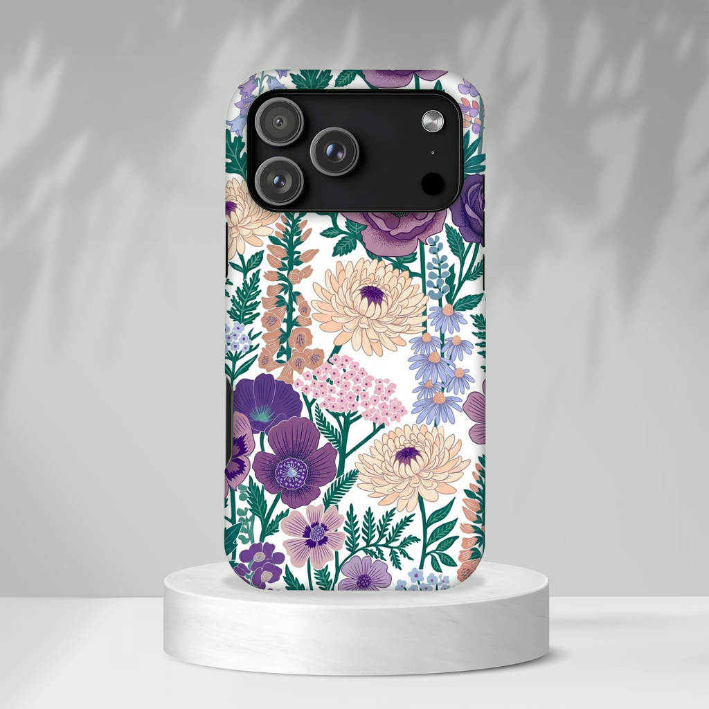 Floral Purple Garden iPhone Case | Tough Protective Phone Cover