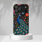 Peacock Floral Tough iPhone Case | Protective Phone Case with Colorful Garden Design