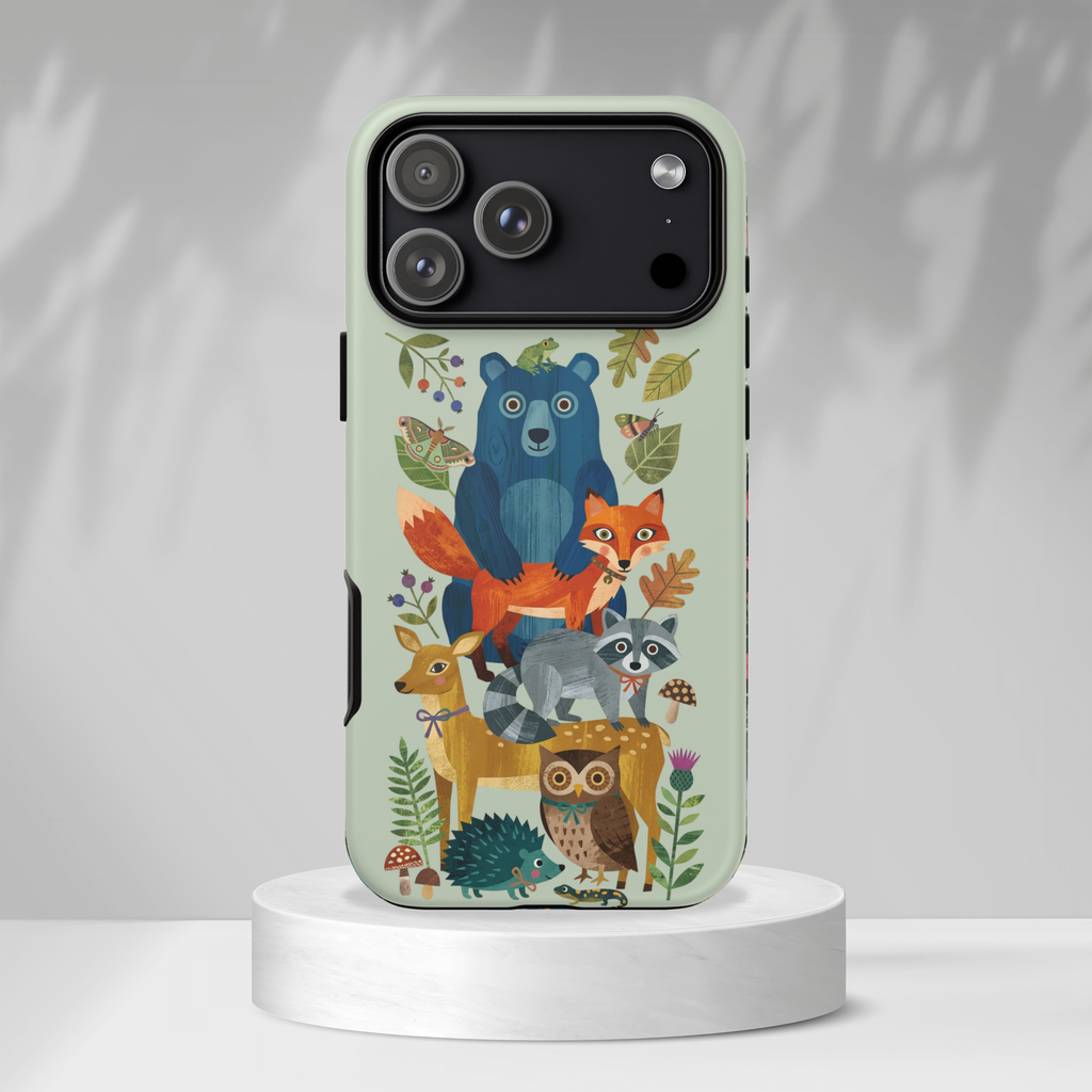 Woodland Stack iPhone Case | Cute Bear, Fox & Owl Protective Cover