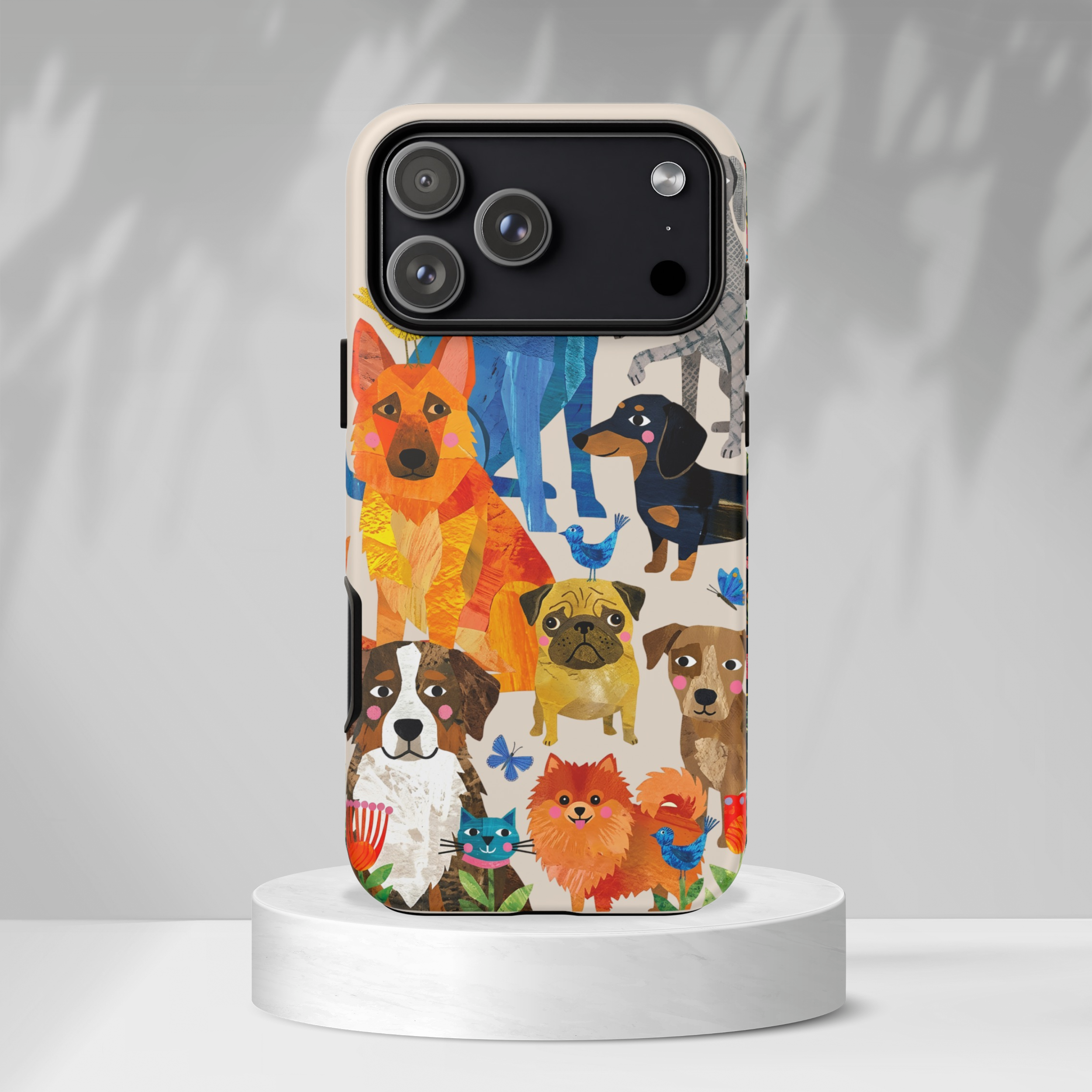 Colorful Dogs Pattern iPhone Case | Cute Watercolor Puppy Design Tough Case