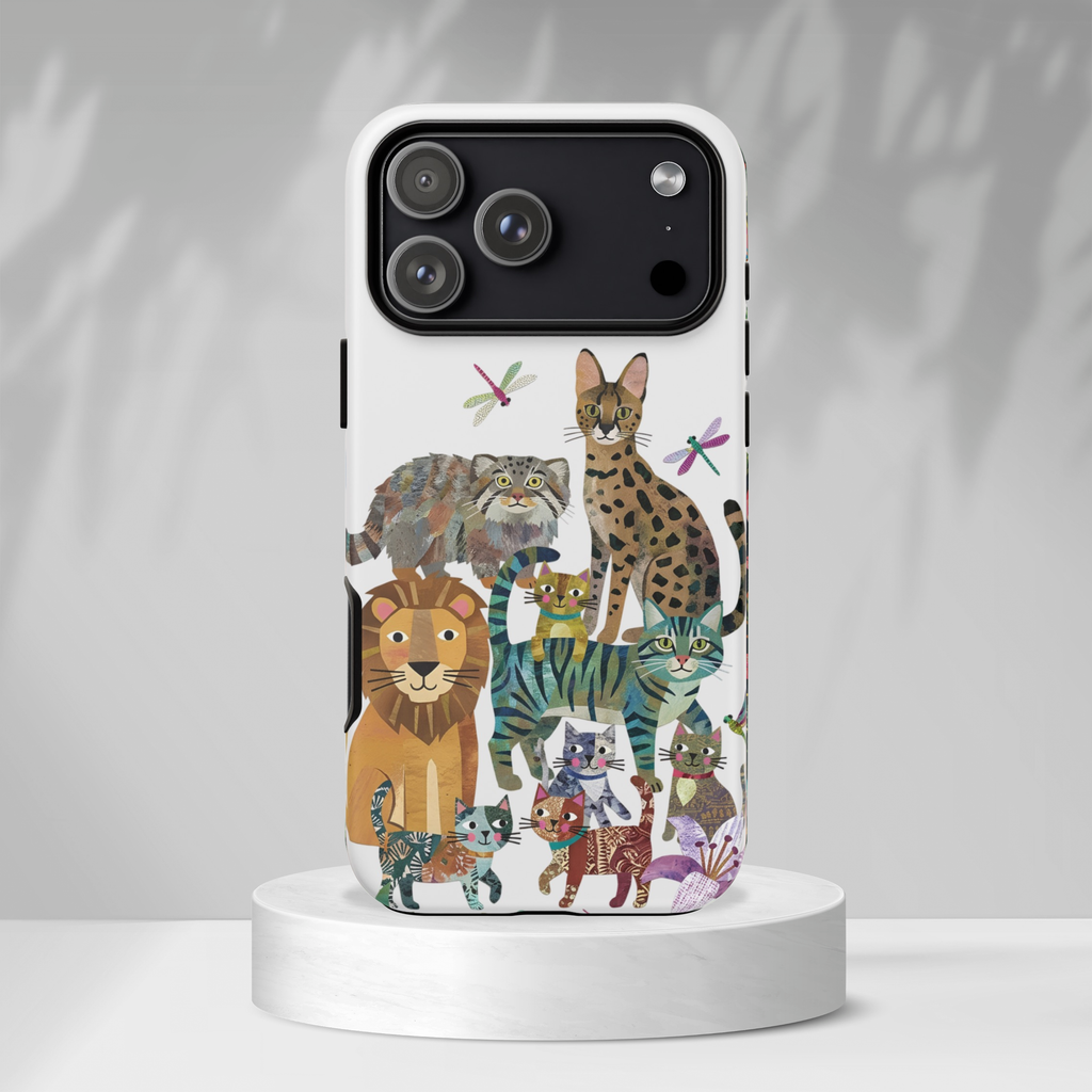 Cute Jungle Cats iPhone Case | Colorful Animal Safari Protective Case