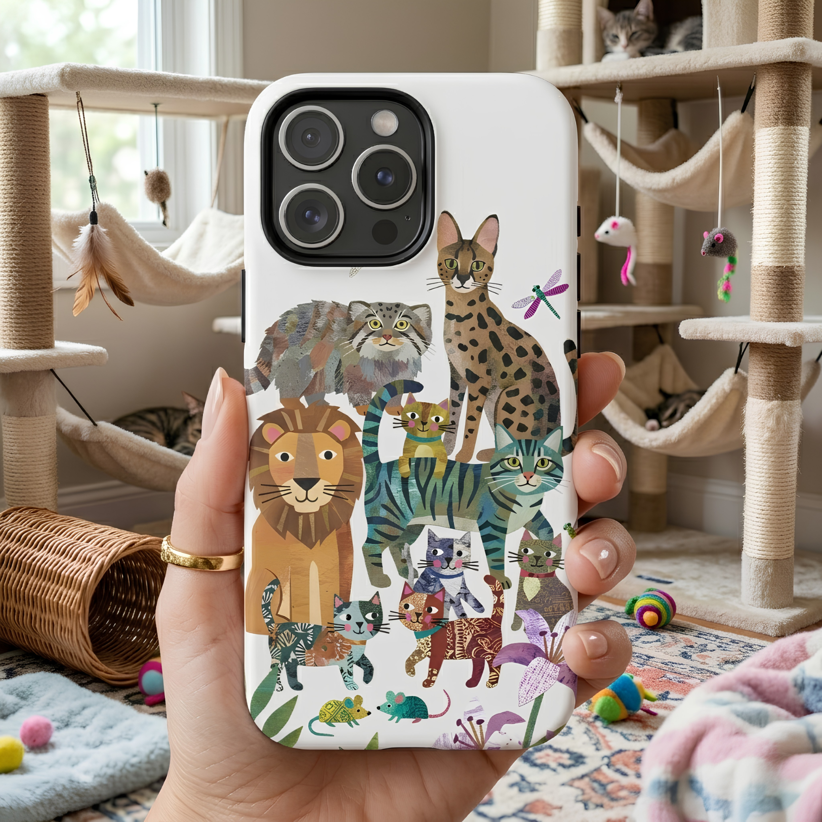 Cute Jungle Cats iPhone Case | Colorful Animal Safari Protective Case
