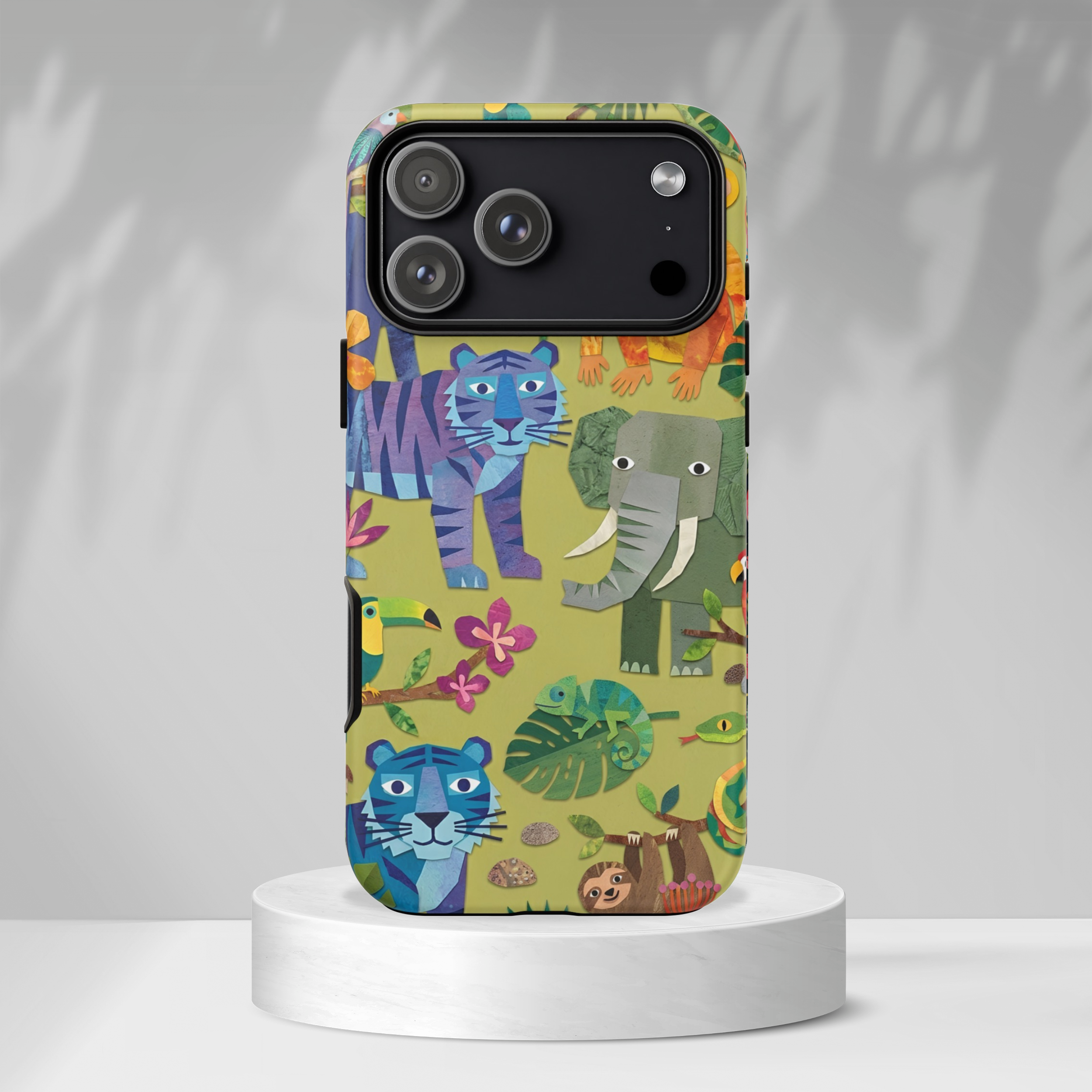 Jungle Animals Tough iPhone Case | Colorful Tiger, Elephant & Monkey Protective Cover