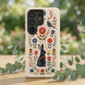 Floral Folk Art Bunny Tough Samsung Galaxy Phone Case