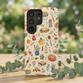 Kitchen Pattern Samsung Galaxy Phone Case | Cute Watercolor Cooking & Herbs Protective Cover