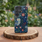 Owl Floral Samsung Galaxy Phone Case | Navy Botanical Protective Phone Cover
