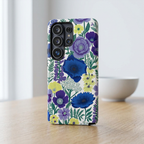 Floral Blue & Purple Tough Samsung Galaxy Phone Case | Protective Botanical Phone Cover
