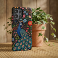 Peacock Floral Tough Samsung Galaxy Phone Case | Protective Phone Case with Colorful Garden Design