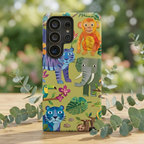 Jungle Animals Tough Samsung Galaxy Phone Case | Colorful Tiger, Elephant & Monkey Protective Cover