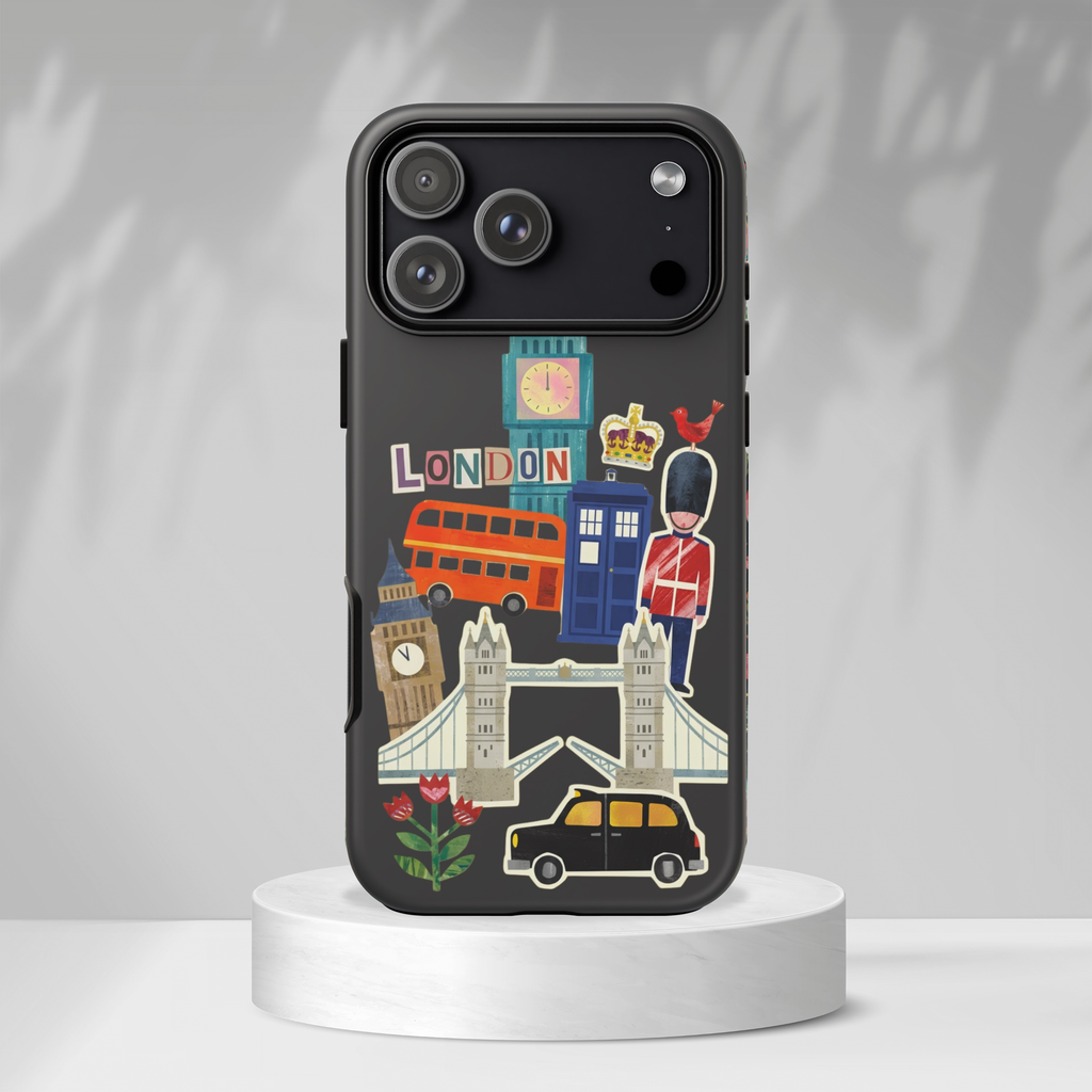 London Travel iPhone Case Aesthetic Sticker Collage Cute Retro City Cover