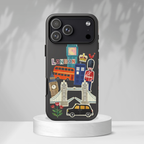 London Travel iPhone Case Aesthetic Sticker Collage Cute Retro City Cover