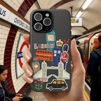 London Travel iPhone Case Aesthetic Sticker Collage Cute Retro City Cover