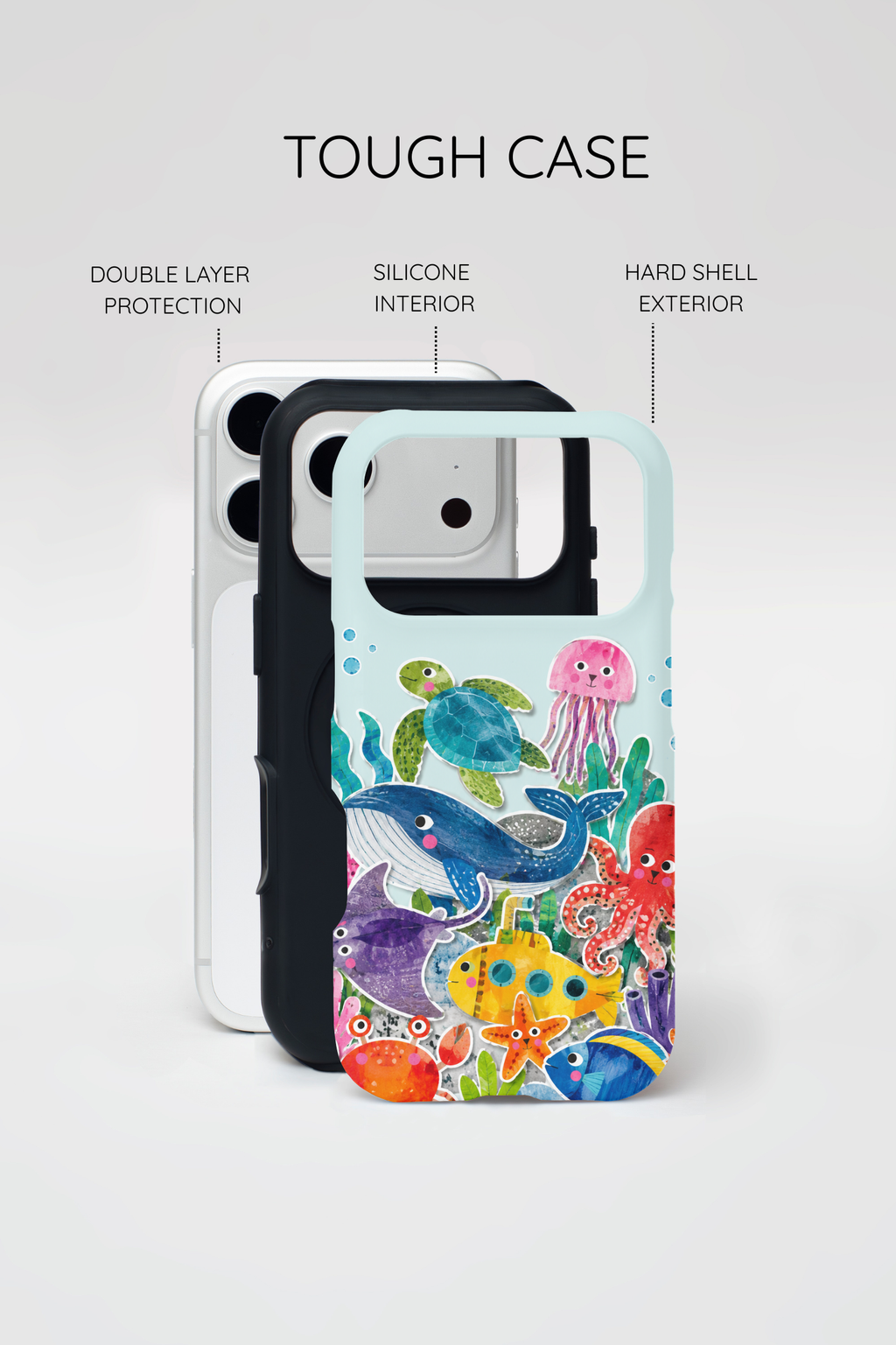 Cute Coastal Ocean iPhone Case | Aesthetic Whale Turtle Marine Life Cover