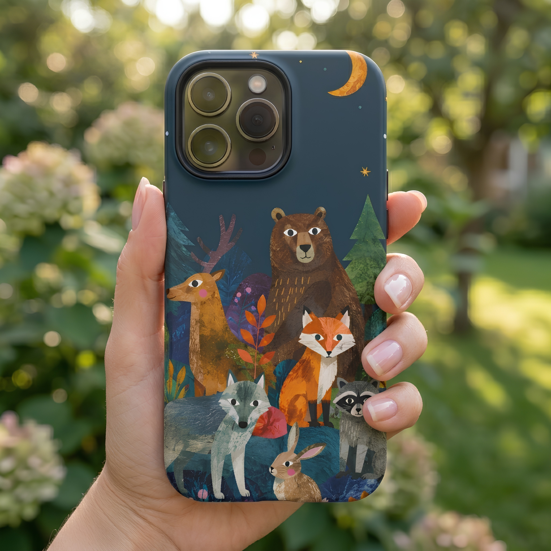 Forest Friends iPhone Case | Nighttime Woodland Animals Design