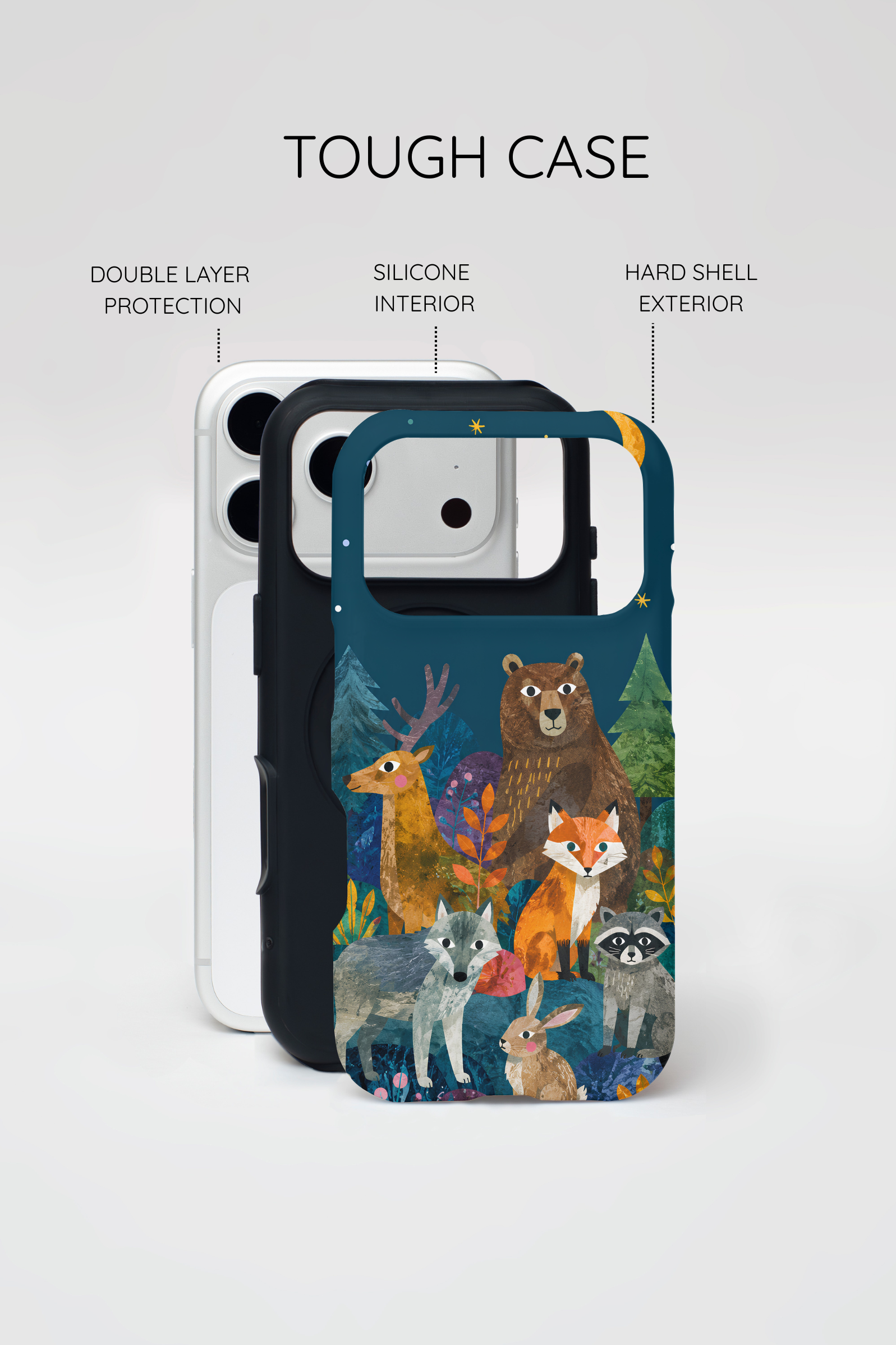 Forest Friends iPhone Case | Nighttime Woodland Animals Design