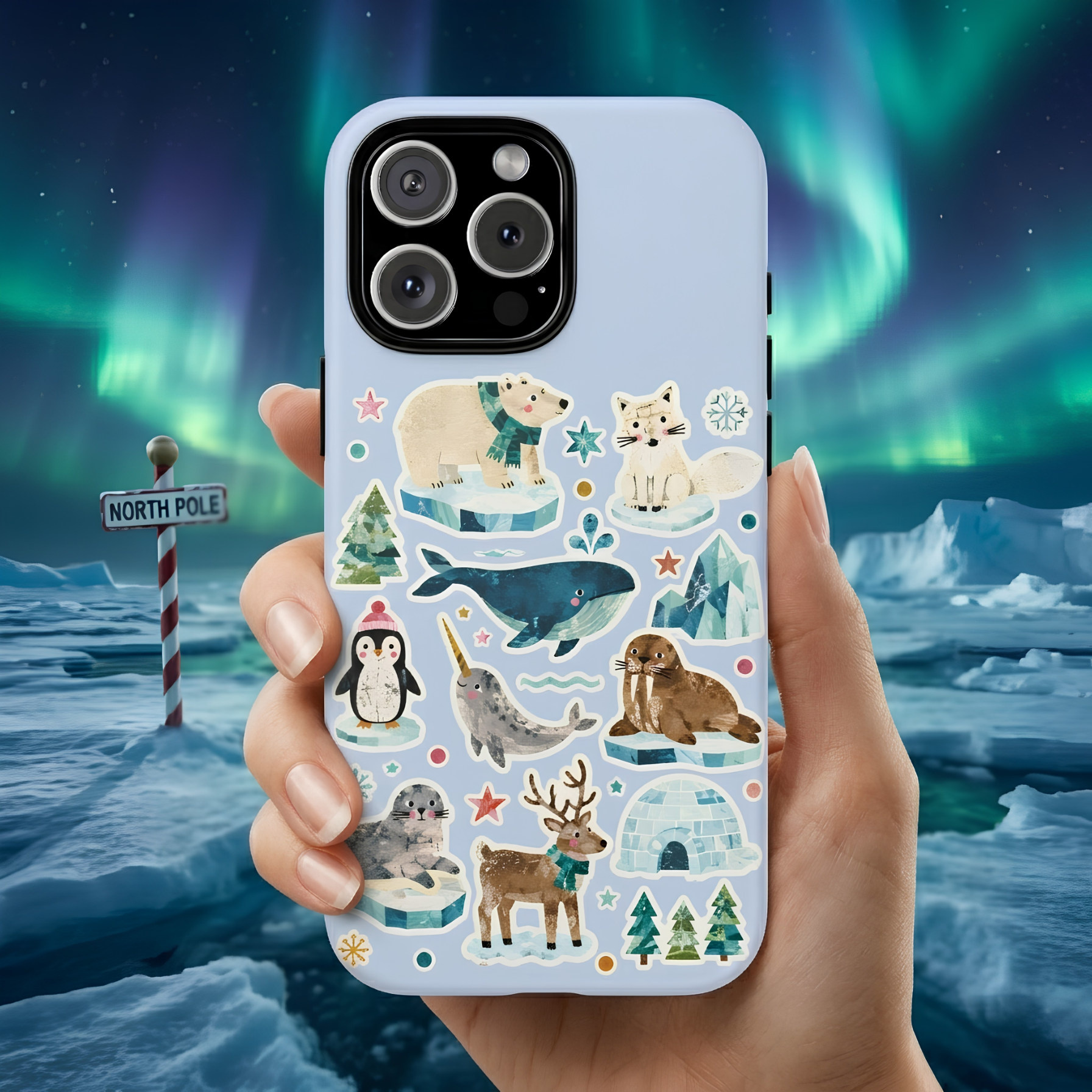 Cute Arctic Animals Tough iPhone Case