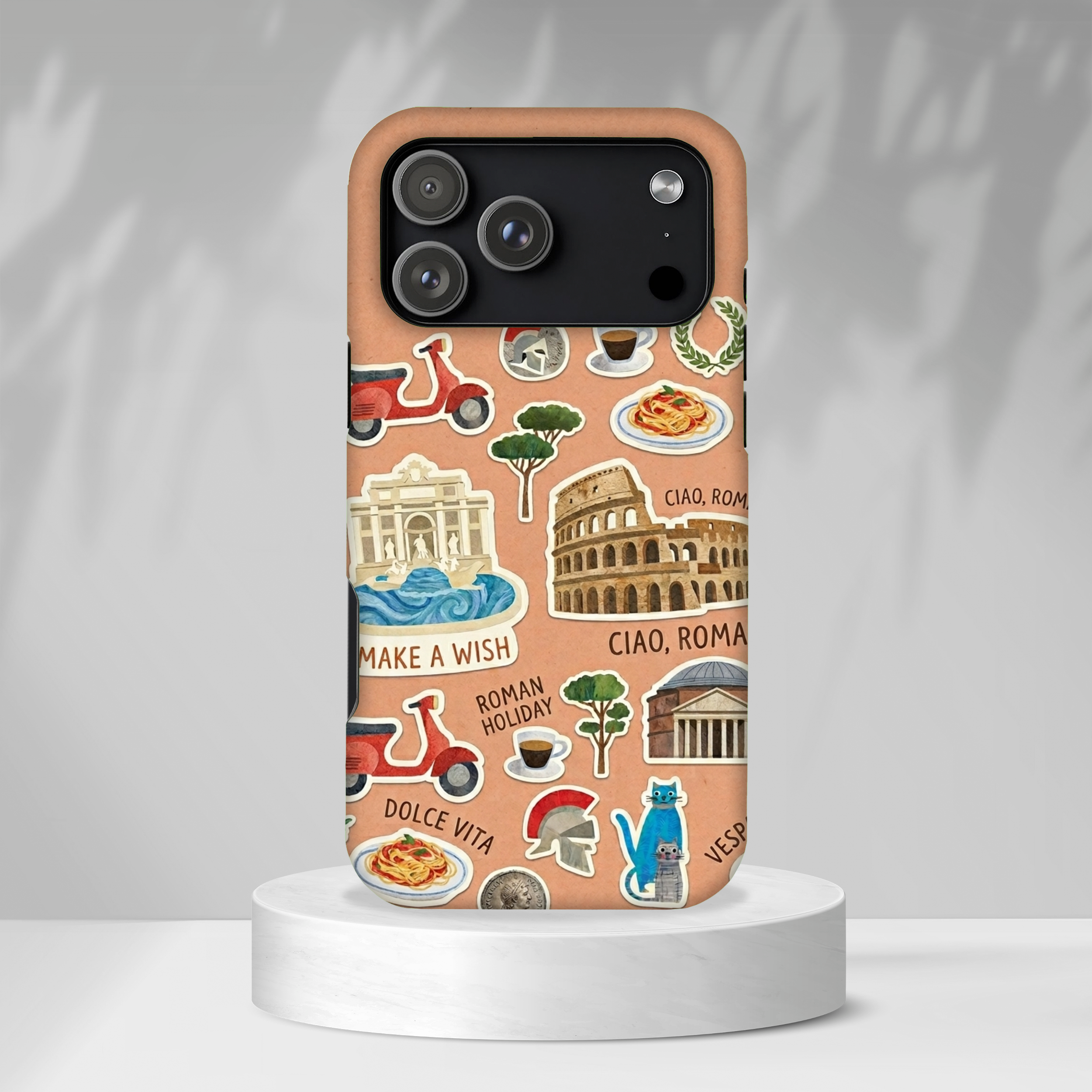Rome Italy Travel Tough iPhone Case | Terracotta Scrapbook Sticker Cover