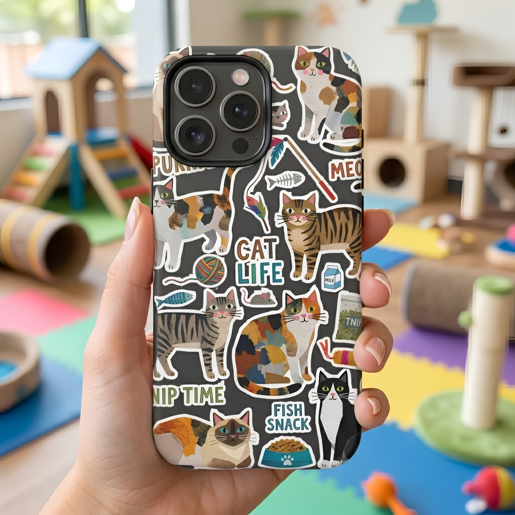 Cute Cats Sticker Tough iPhone Case