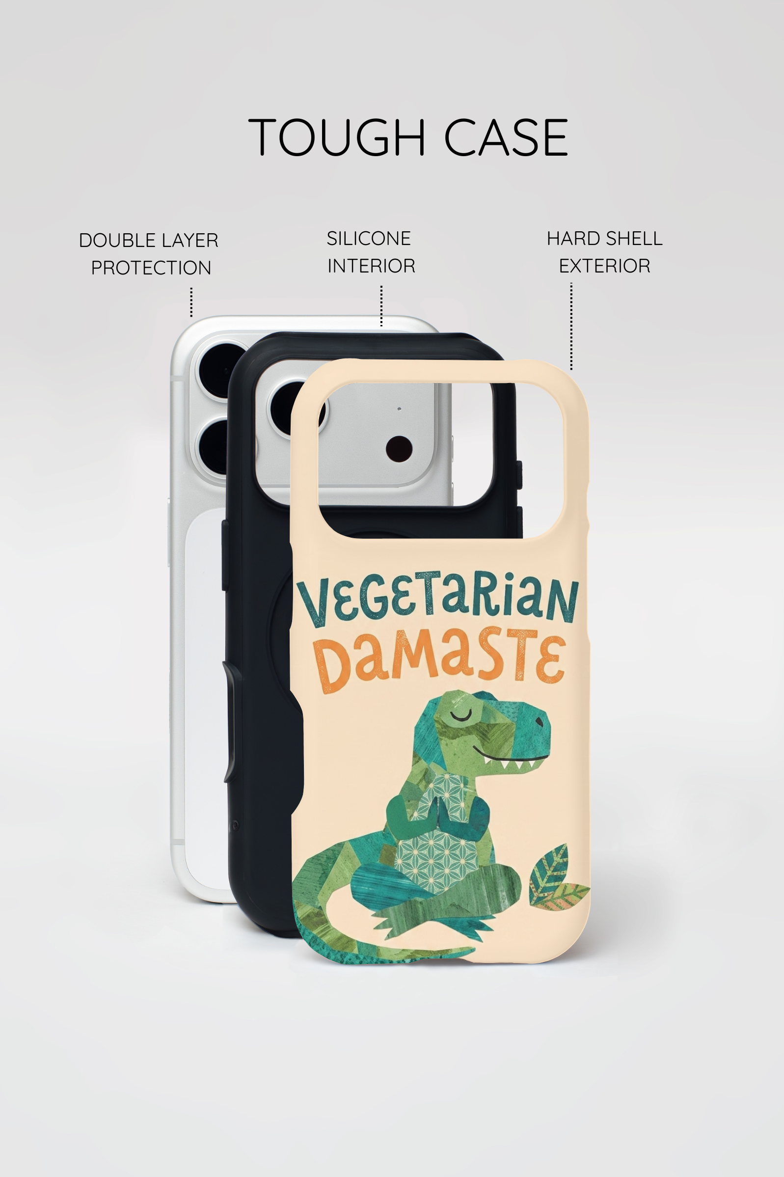 Cute Dinosaur Tough iPhone Case | Whimsical Meditating Dino Cover