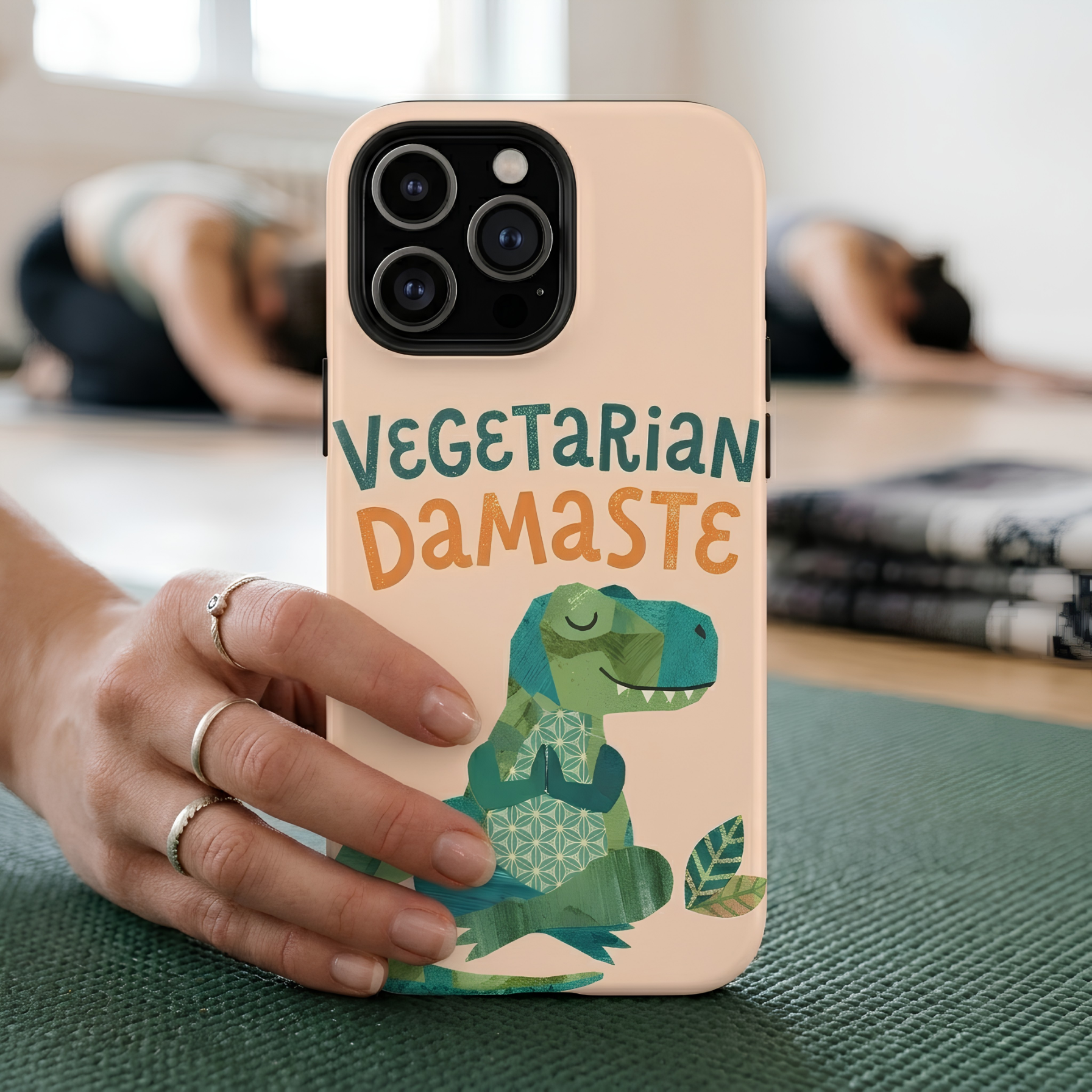 Cute Dinosaur Tough iPhone Case | Whimsical Meditating Dino Cover