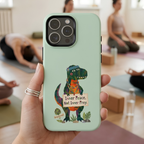 Funny T Rex Tough iPhone Case | Sage Green Inner Peace Dinosaur Cover