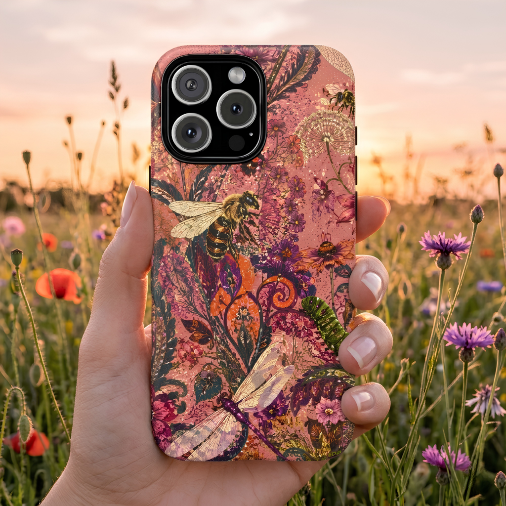 Vintage Floral Tough iPhone Case | Boho Paisley Bee Cover