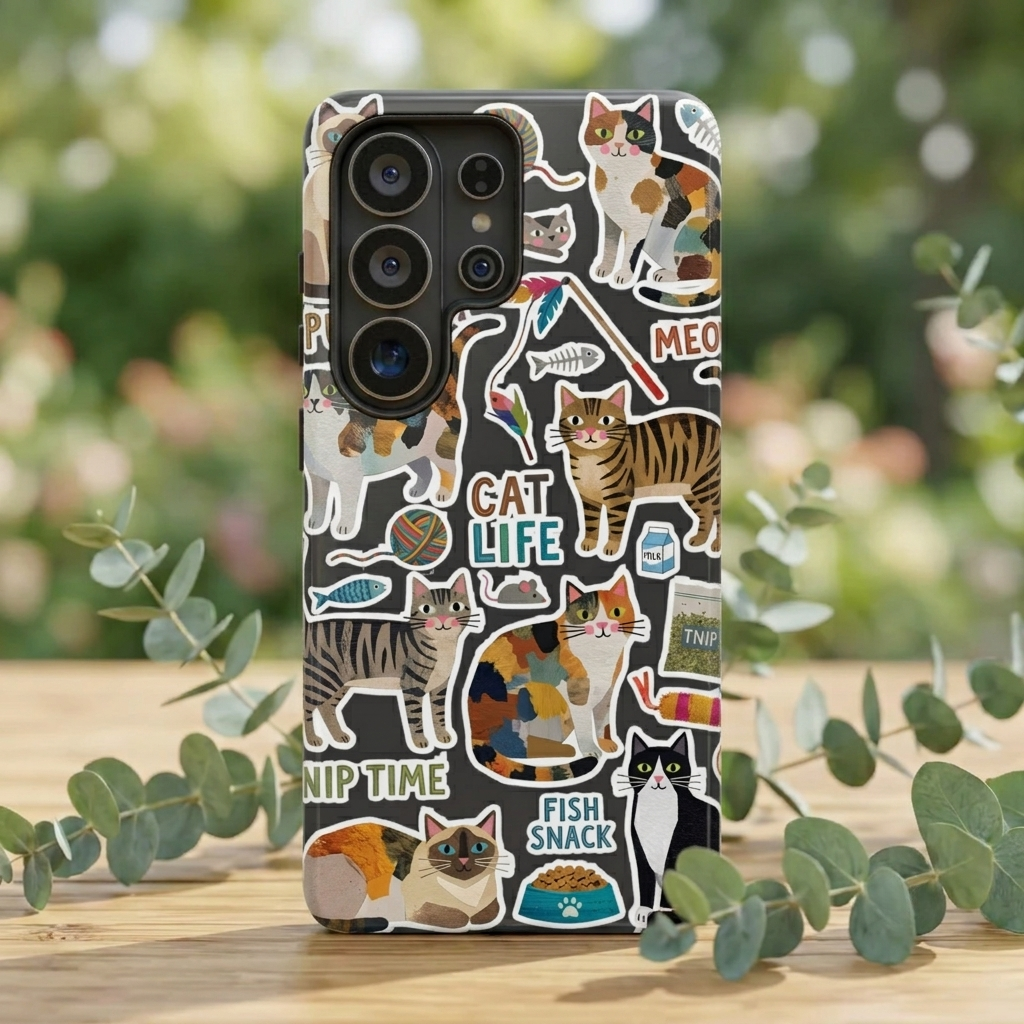 Cute Cats Sticker Tough Samsung Galaxy Phone Case