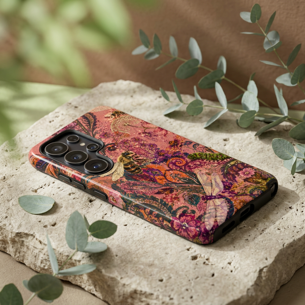 Vintage Floral Tough Samsung Galaxy Phone Case | Boho Paisley Bee Cover
