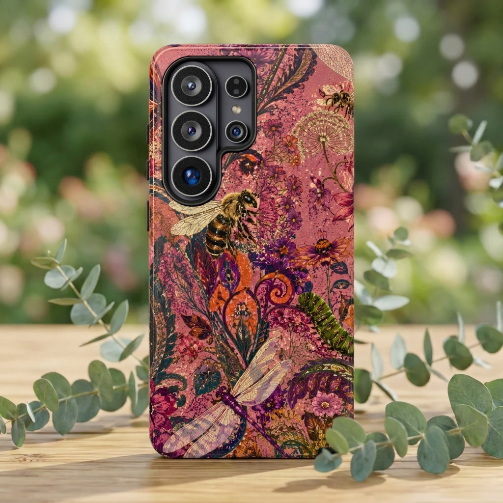 Vintage Floral Tough Samsung Galaxy Phone Case | Boho Paisley Bee Cover