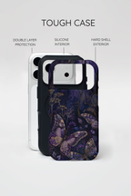 Purple Night Butterflies iPhone case | Moody Purple Floral Cover