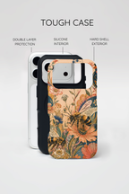 Honeybee Tough iPhone Case | Vintage Botanical Flower Cover